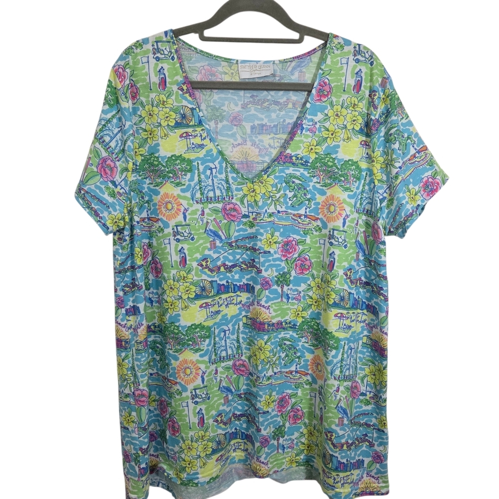 Smith & Quinn Custom Myrtle Beach Soutj Carolina Tee Preppy Golf Beach Floral XL